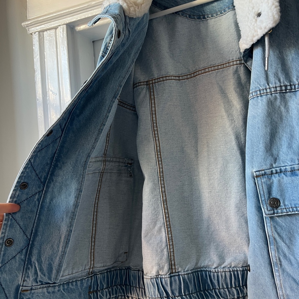 Free People Ariel Cozy Denim Bomber Jacket - Picture 8 of 9